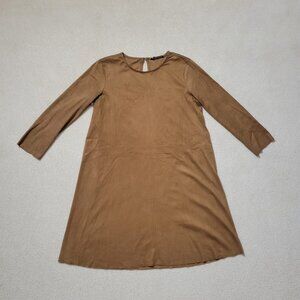 Stradivarius Women's Brown Suede Long Sleeve Dress, Size Small